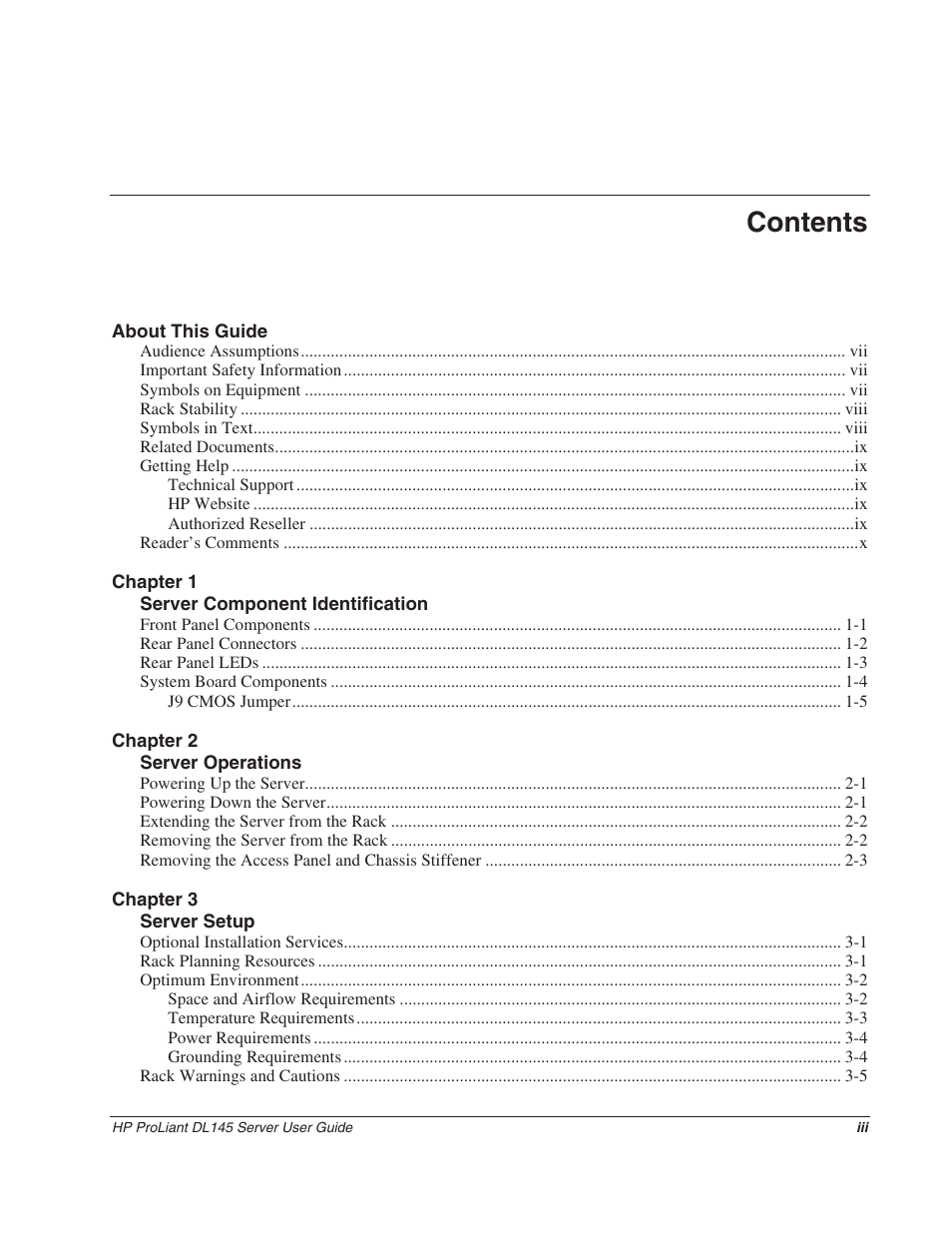 HP ProLiant DL145 User Manual | Page 3 / 105