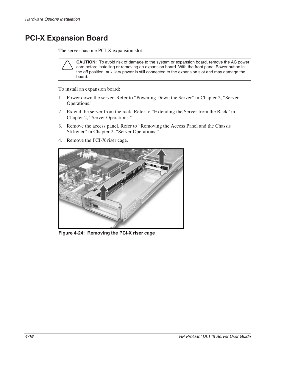 Pcix expansion board, Pci-x expansion board -16, Pci-x expansion board | HP ProLiant DL145 User Manual | Page 46 / 105