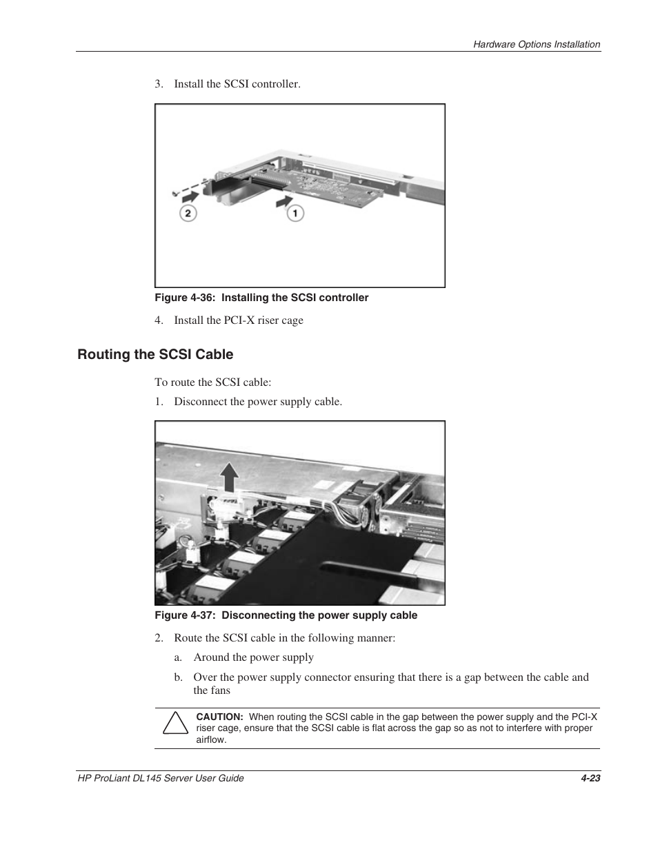 Routing the scsi cable, Routing the scsi cable -23 | HP ProLiant DL145 User Manual | Page 53 / 105