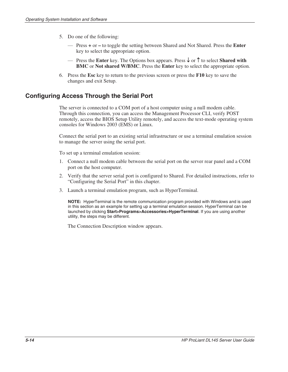 Configuring access through the serial port, Configuring access through the serial port -14 | HP ProLiant DL145 User Manual | Page 69 / 105