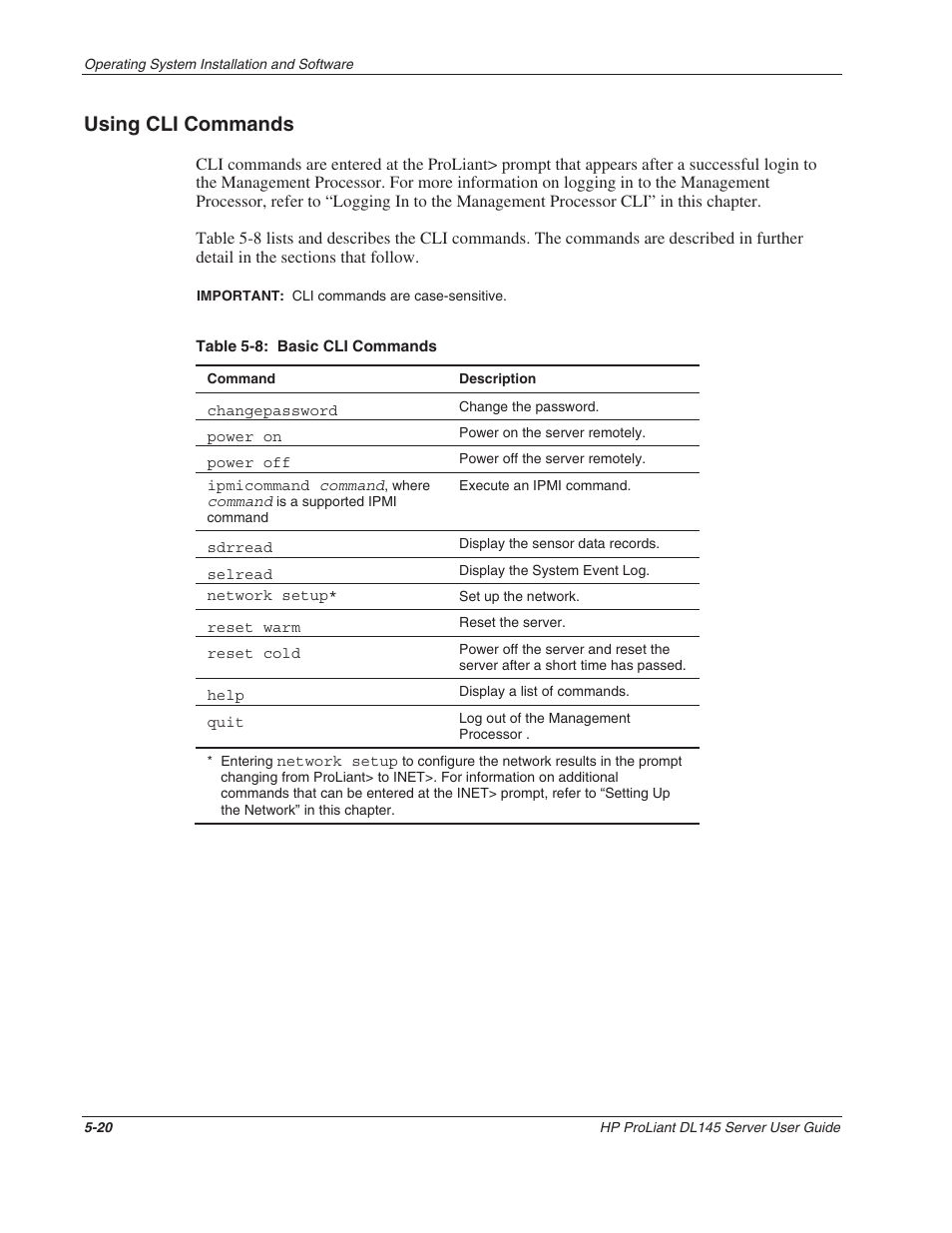 Using cli commands, Using cli commands -20 | HP ProLiant DL145 User Manual | Page 75 / 105