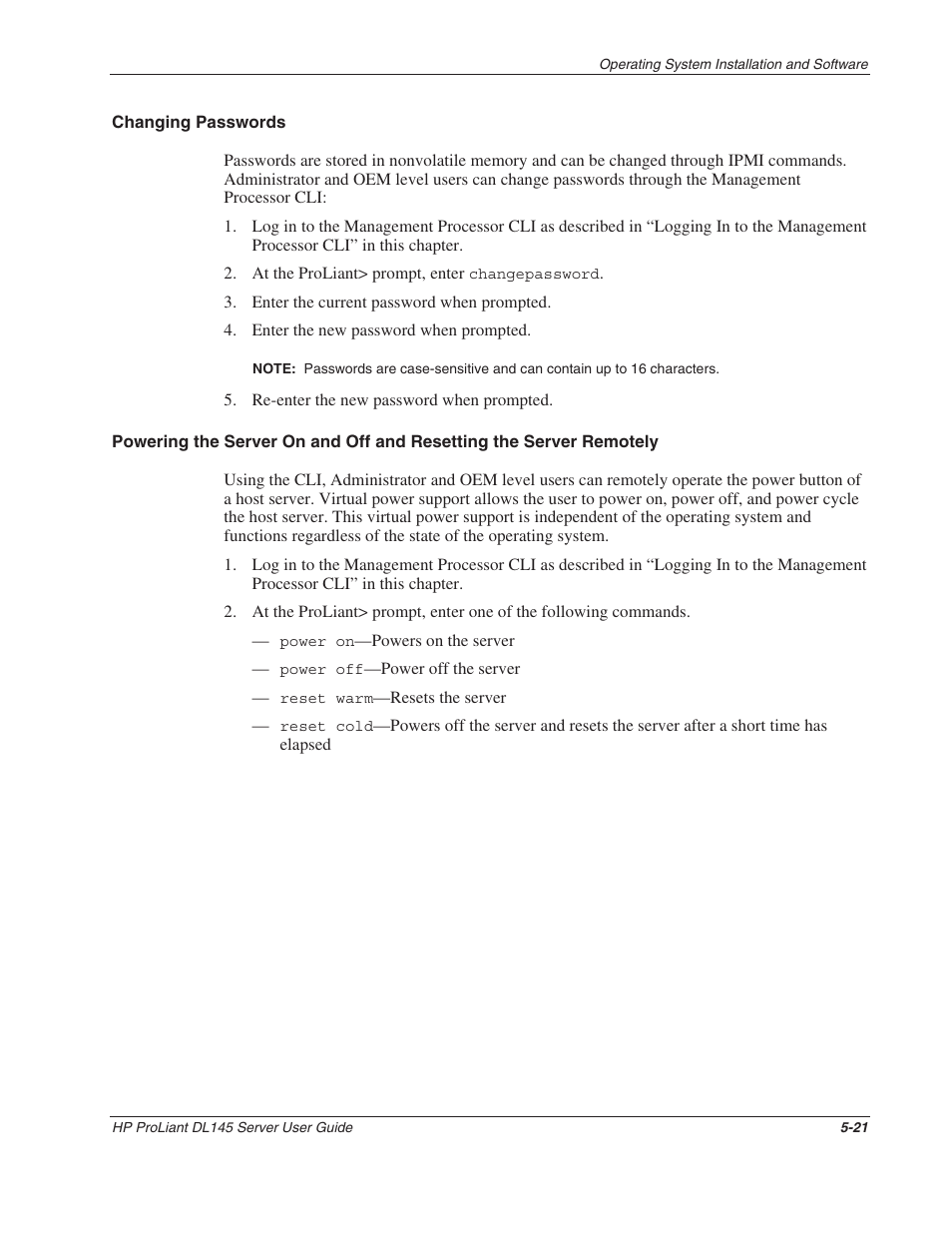 Changing passwords | HP ProLiant DL145 User Manual | Page 76 / 105