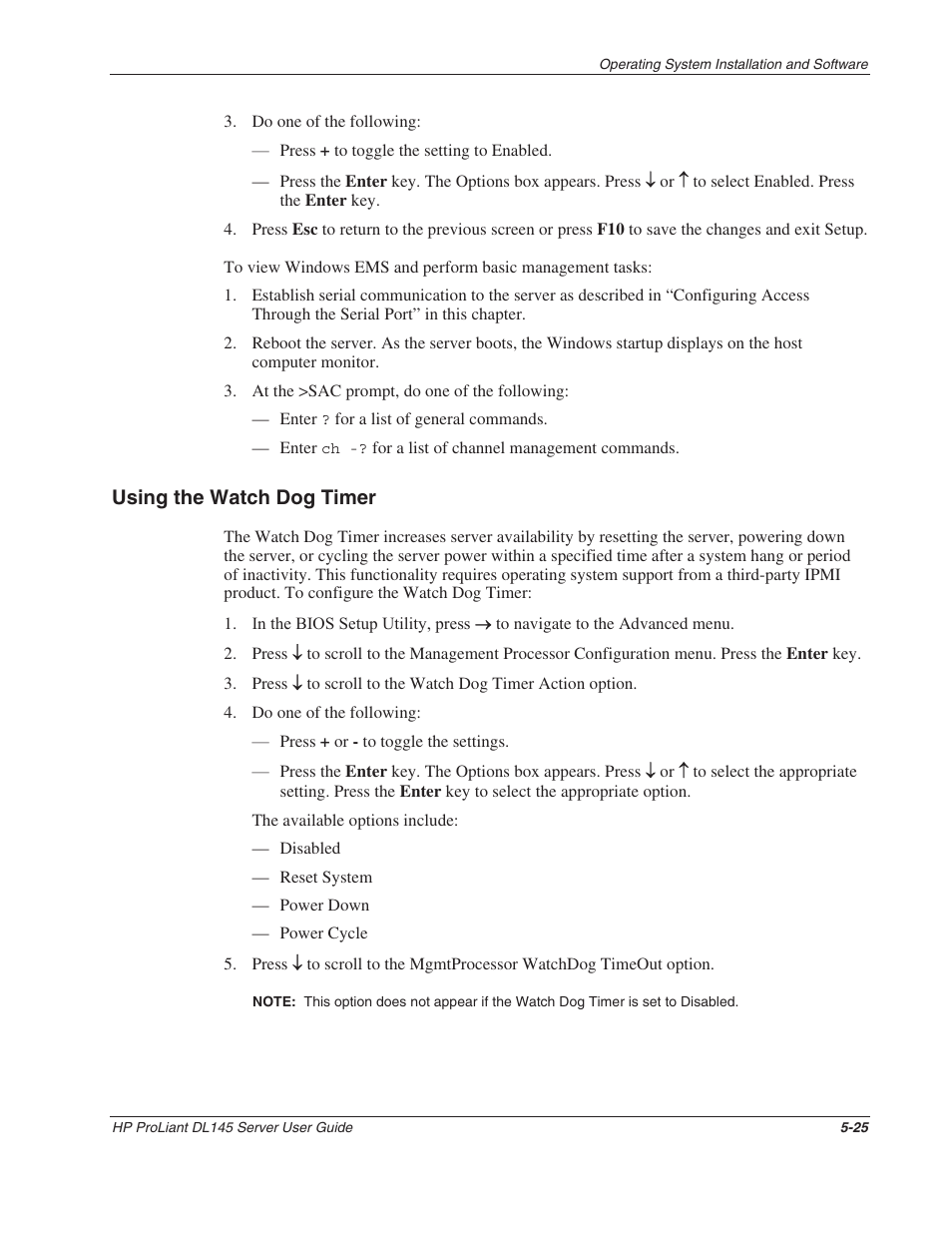 Using the watch dog timer, Using the watch dog timer -25 | HP ProLiant DL145 User Manual | Page 80 / 105