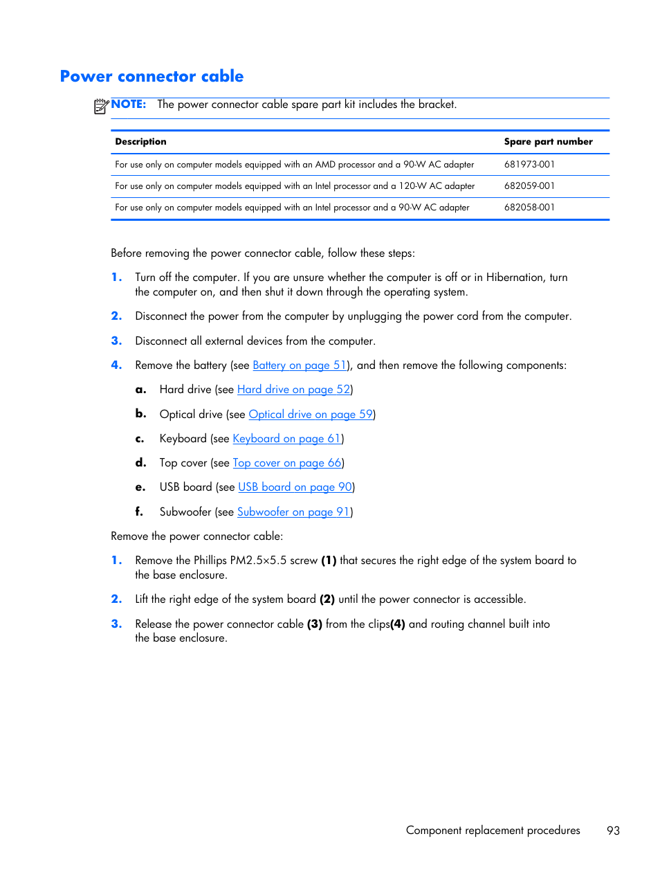 Power connector cable | HP DV6 User Manual | Page 101 / 130