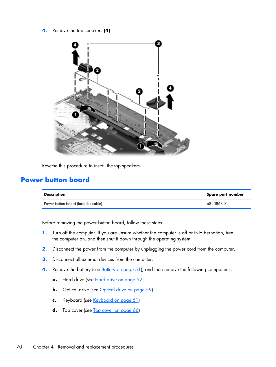 Power button board, Able (see | HP DV6 User Manual | Page 78 / 130