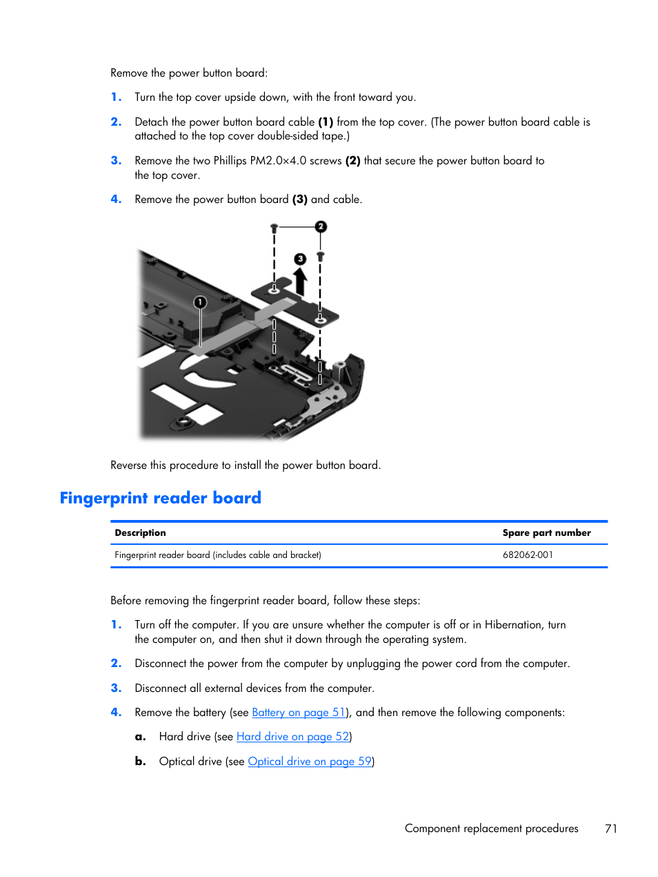 Fingerprint reader board, D (see | HP DV6 User Manual | Page 79 / 130