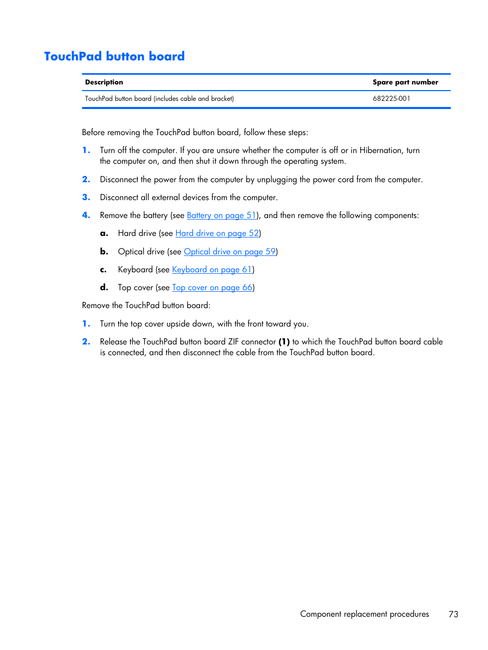 Touchpad button board | HP DV6 User Manual | Page 81 / 130