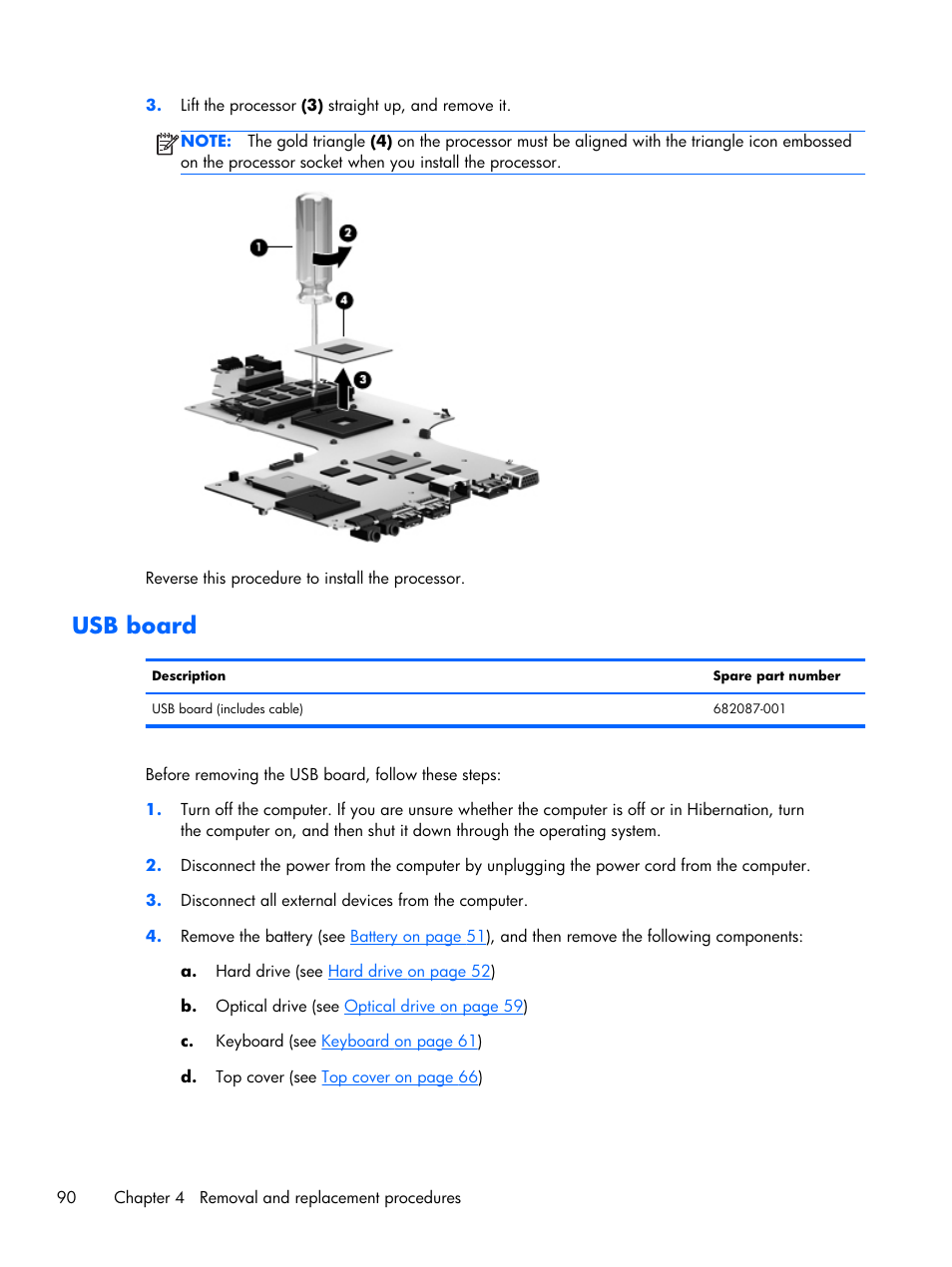 Usb board | HP DV6 User Manual | Page 98 / 130