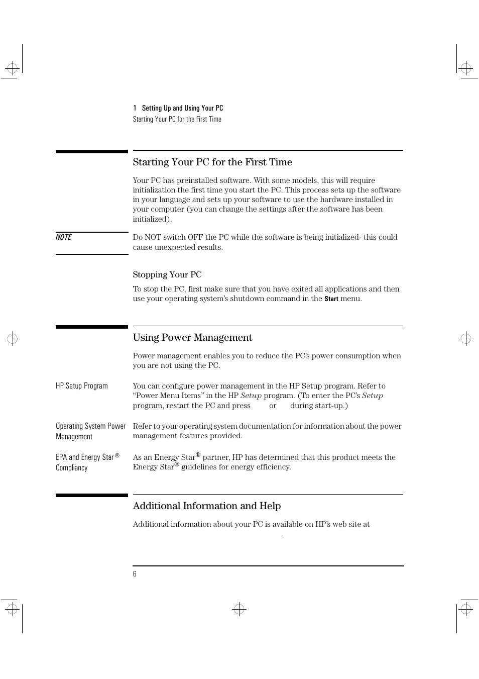 Starting your pc for the first time, Using power management, Additional information and help | HP NetVectra N20 User Manual | Page 12 / 38