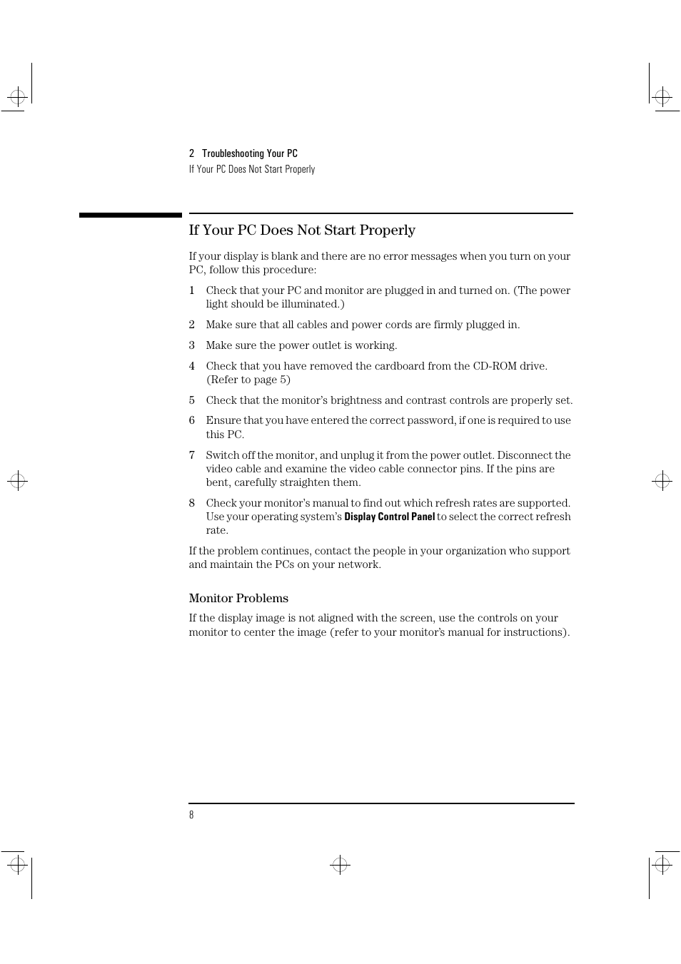 If your pc does not start properly | HP NetVectra N20 User Manual | Page 14 / 38