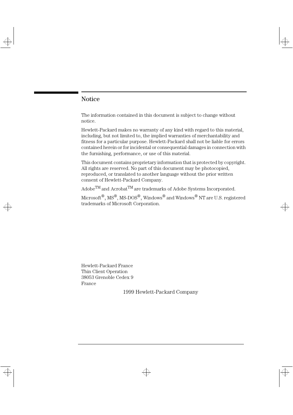 Notice | HP NetVectra N20 User Manual | Page 2 / 38