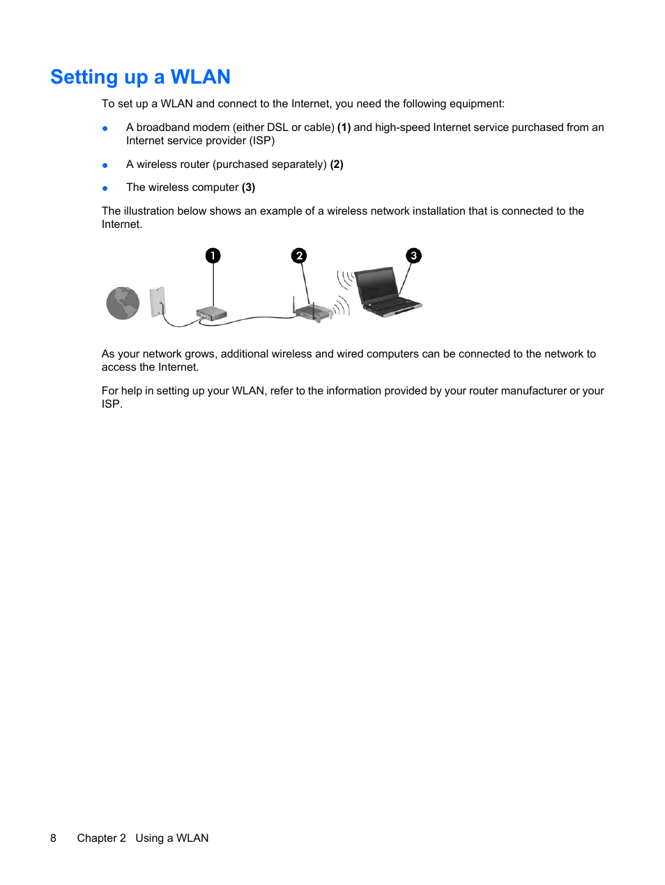 Setting up a wlan | HP Wireless Device User Manual | Page 14 / 31