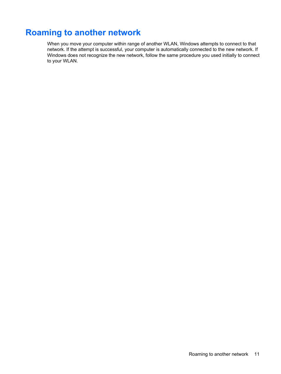 Roaming to another network | HP Wireless Device User Manual | Page 17 / 31