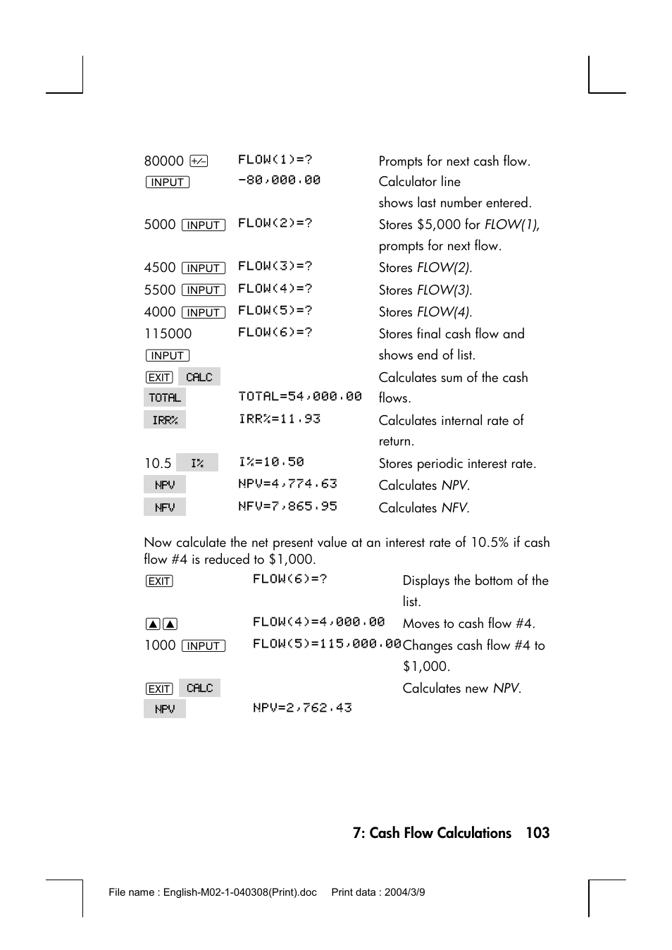 HP 17bII+ User Manual | Page 103 / 310