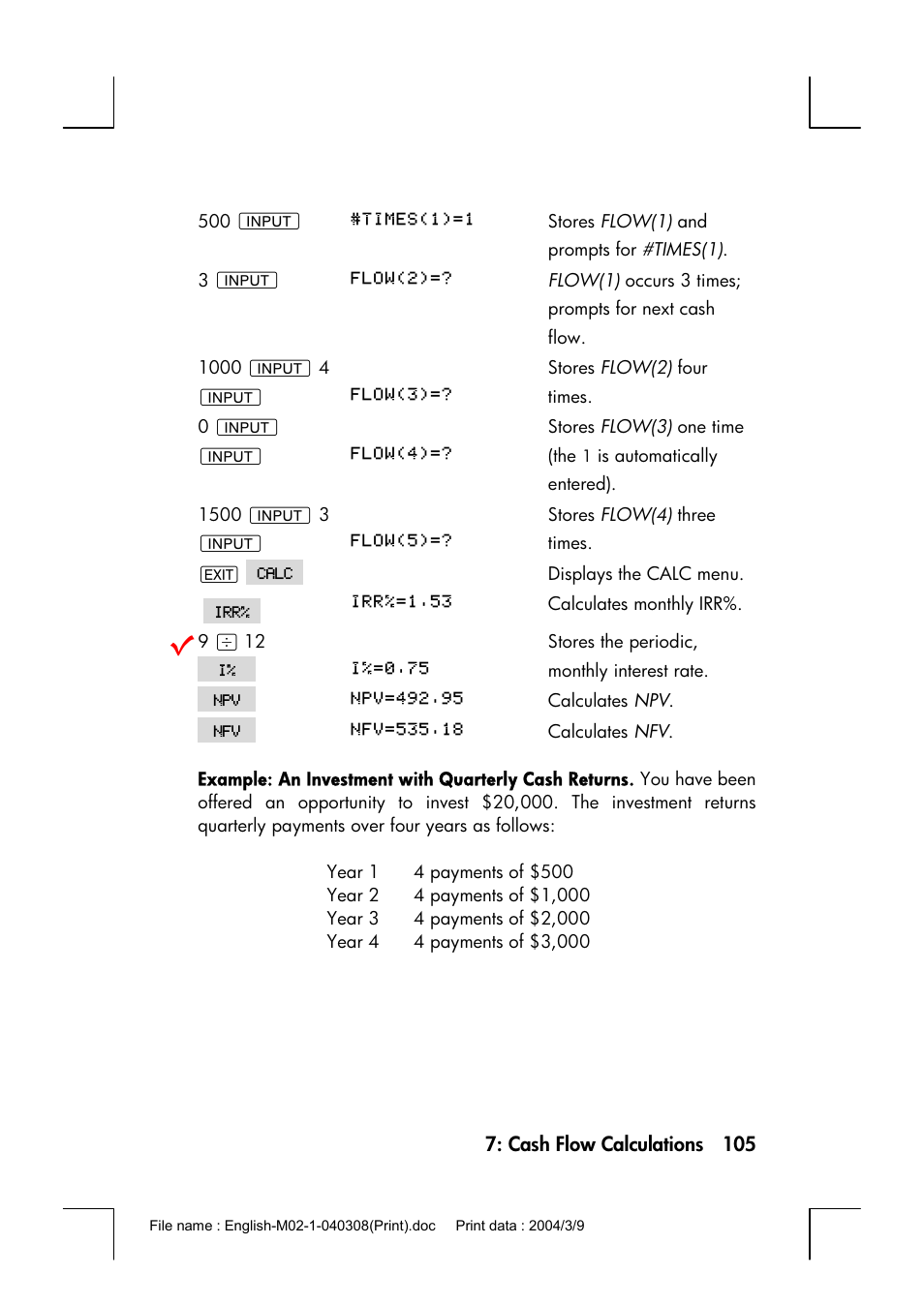 HP 17bII+ User Manual | Page 105 / 310