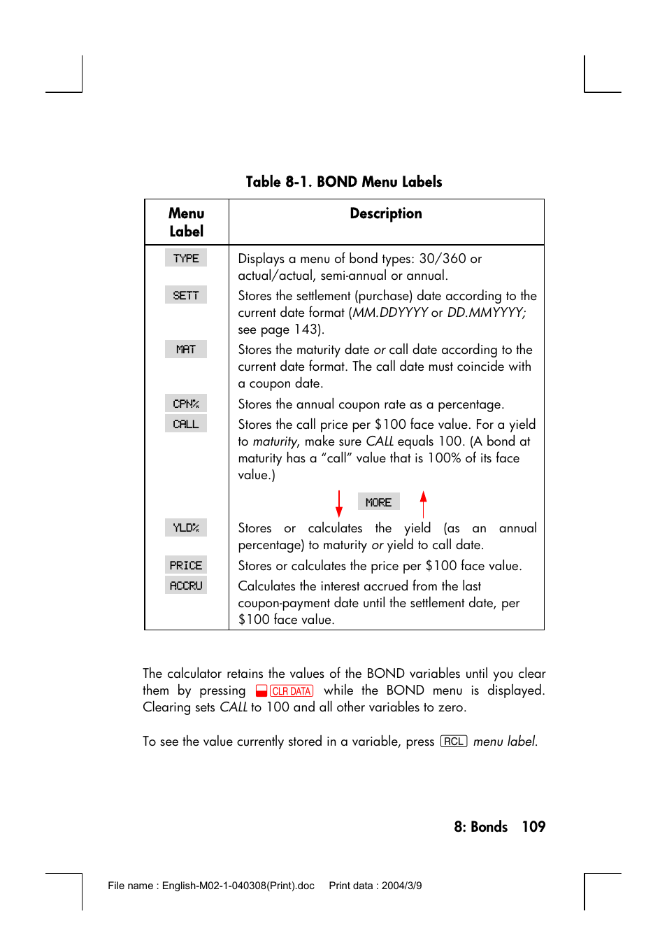 HP 17bII+ User Manual | Page 109 / 310