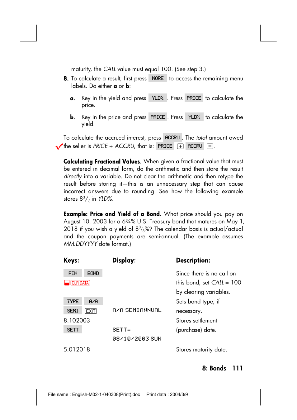 HP 17bII+ User Manual | Page 111 / 310