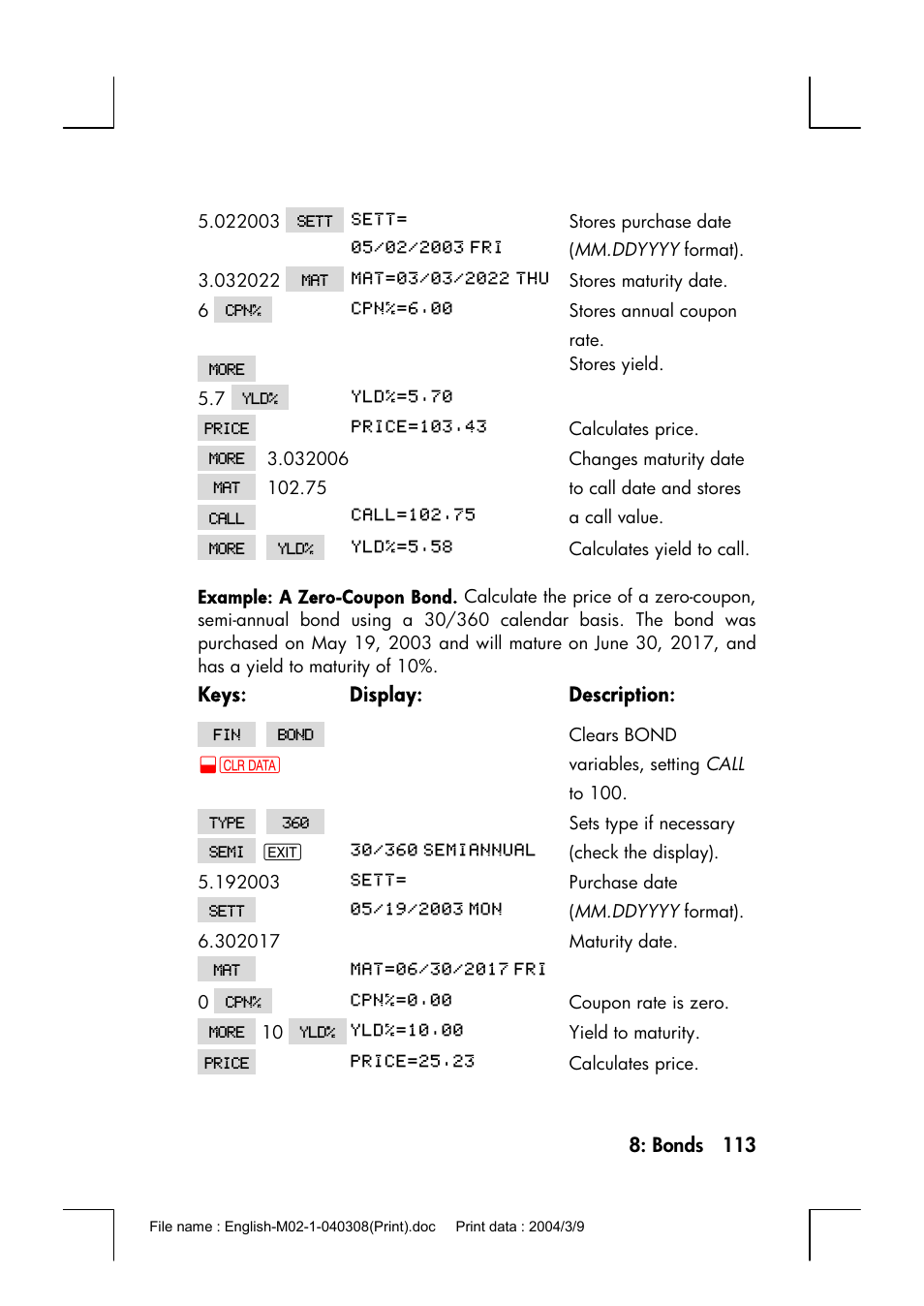 HP 17bII+ User Manual | Page 113 / 310