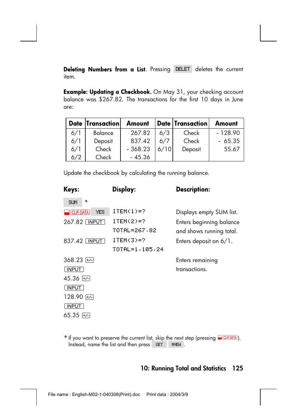 HP 17bII+ User Manual | Page 125 / 310