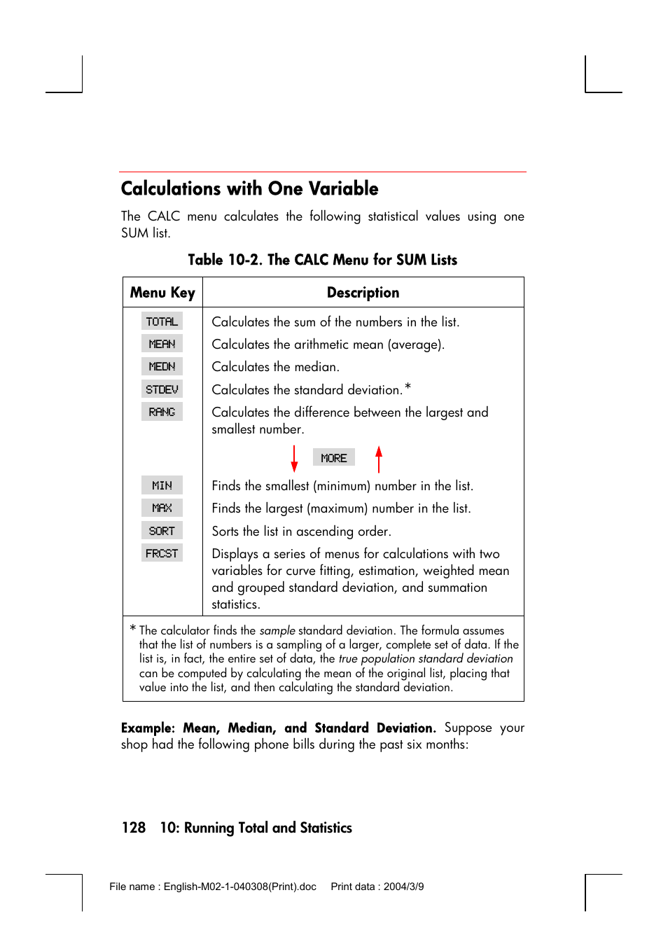 Calculations with one variable | HP 17bII+ User Manual | Page 128 / 310