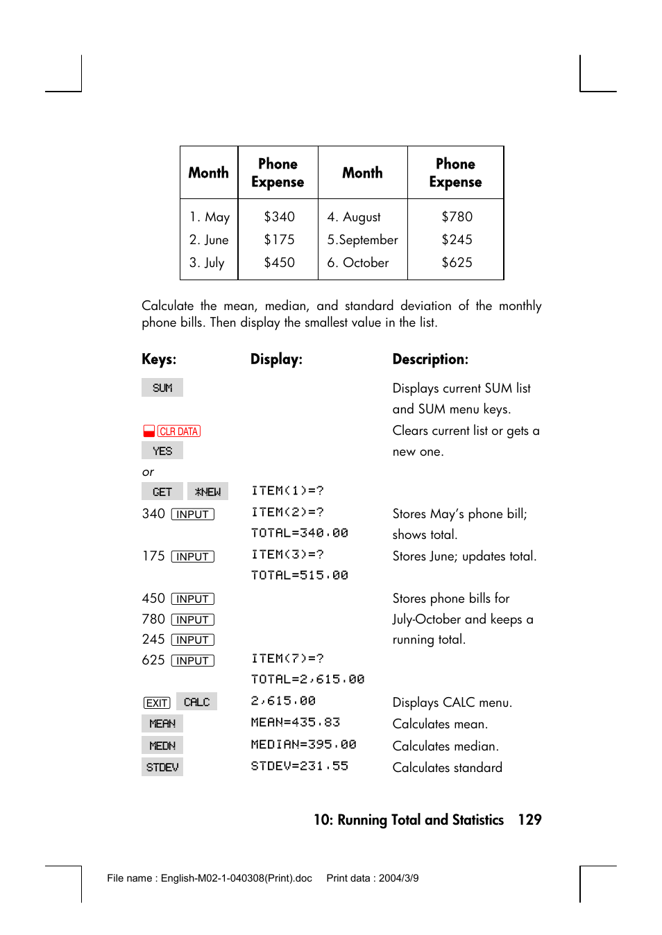 HP 17bII+ User Manual | Page 129 / 310