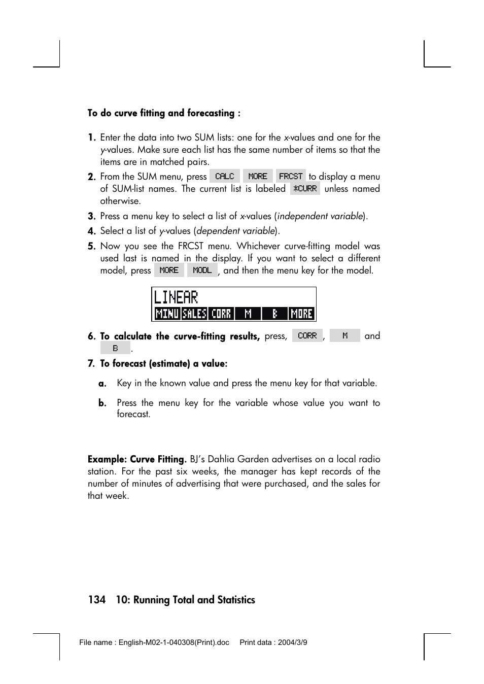 HP 17bII+ User Manual | Page 134 / 310