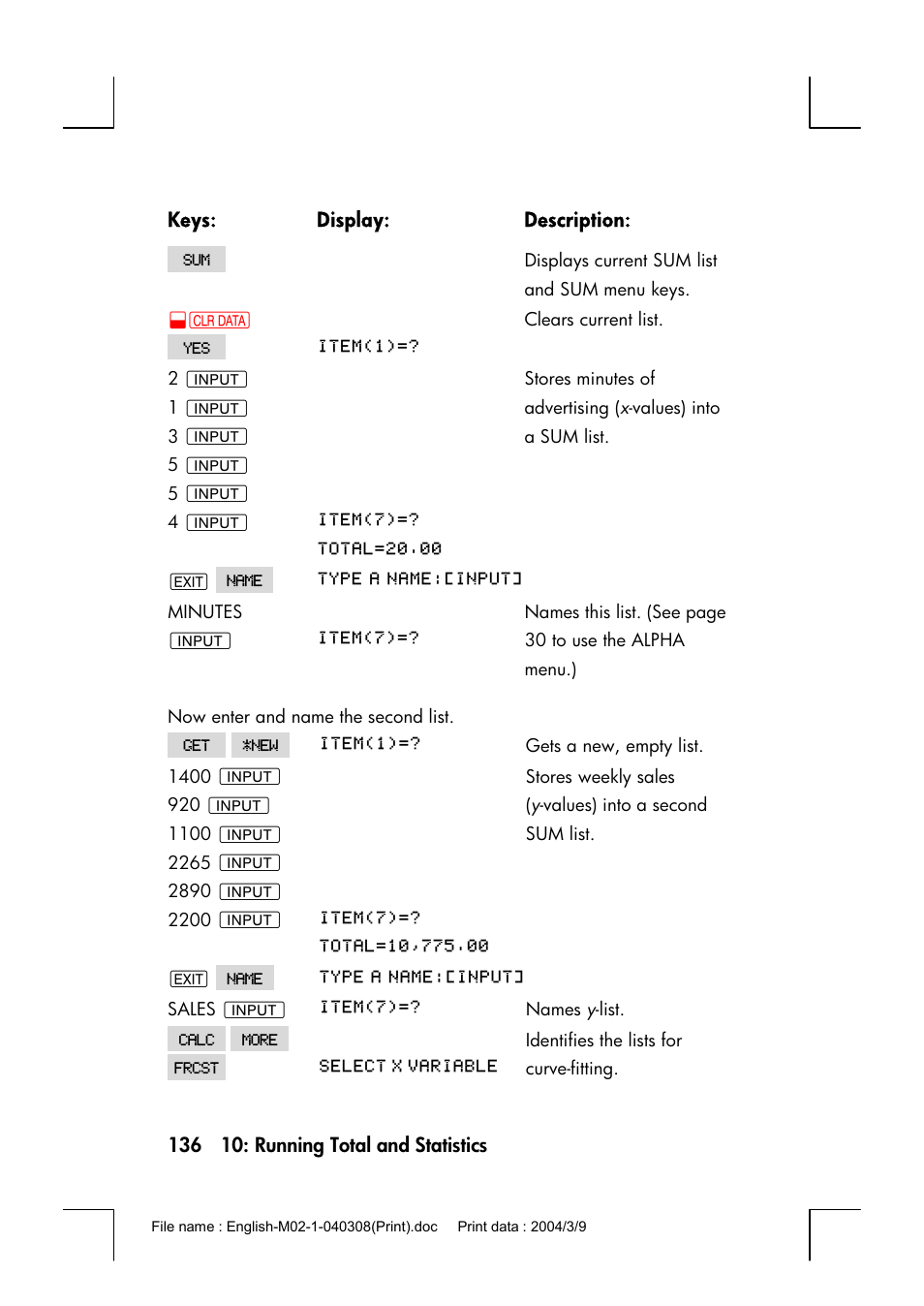 HP 17bII+ User Manual | Page 136 / 310