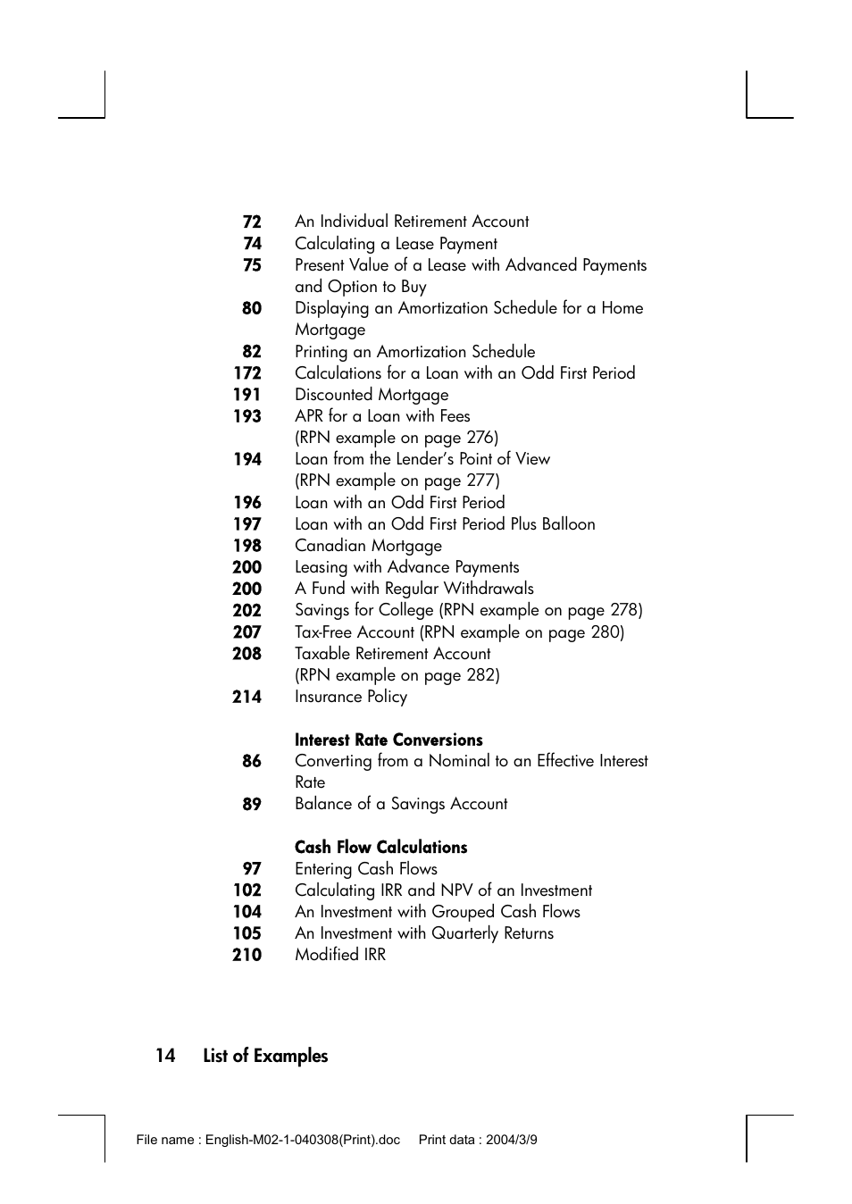 HP 17bII+ User Manual | Page 14 / 310