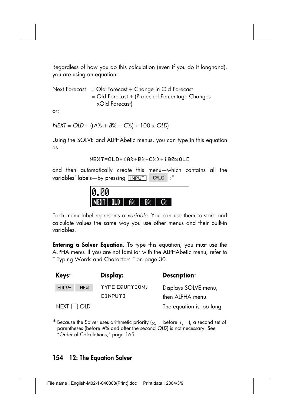 HP 17bII+ User Manual | Page 154 / 310