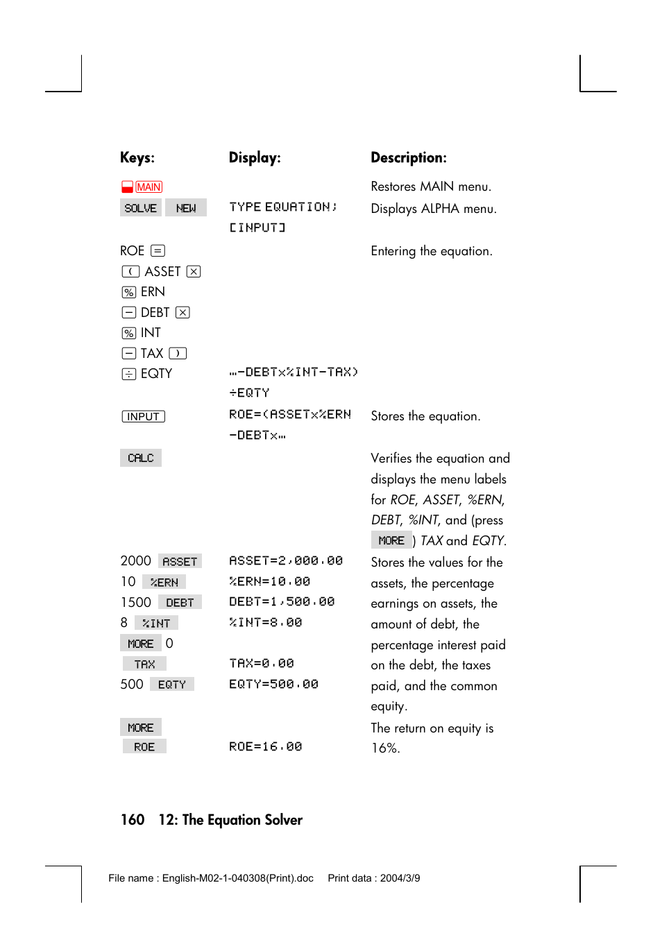 HP 17bII+ User Manual | Page 160 / 310
