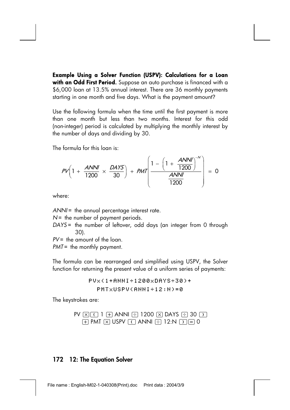 HP 17bII+ User Manual | Page 172 / 310