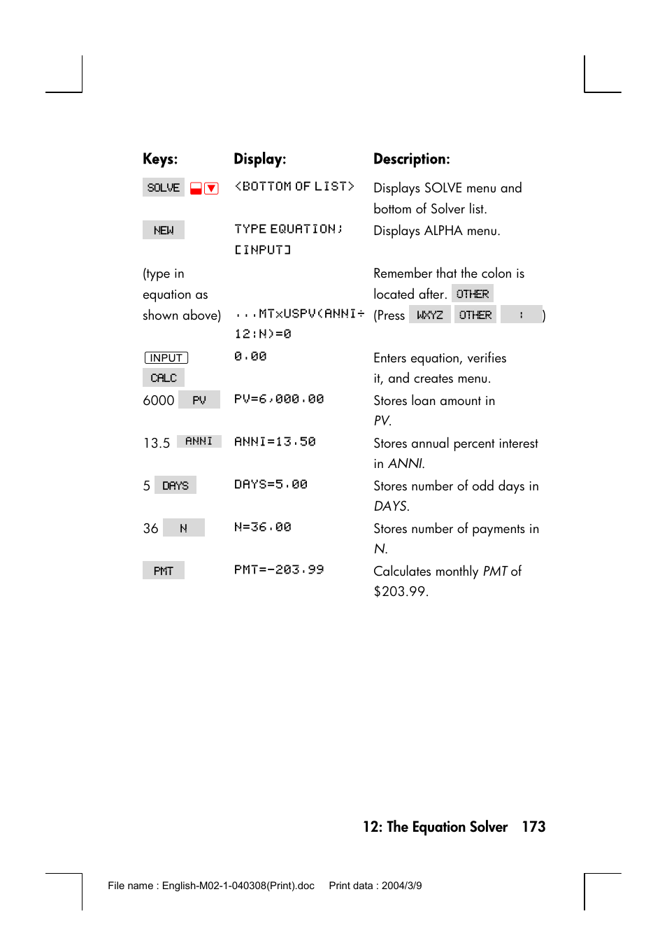 HP 17bII+ User Manual | Page 173 / 310