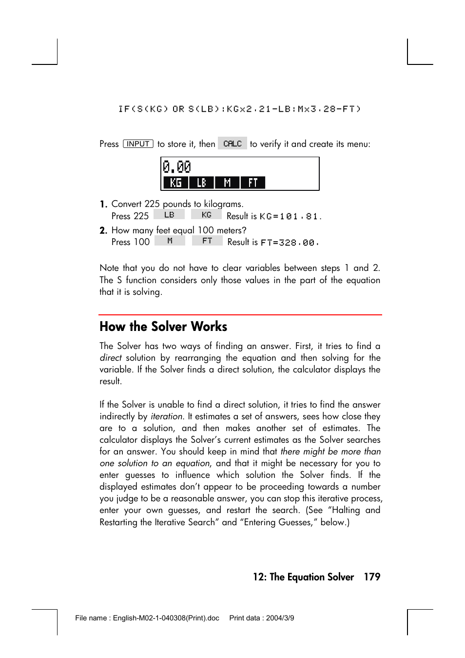 How the solver works | HP 17bII+ User Manual | Page 179 / 310