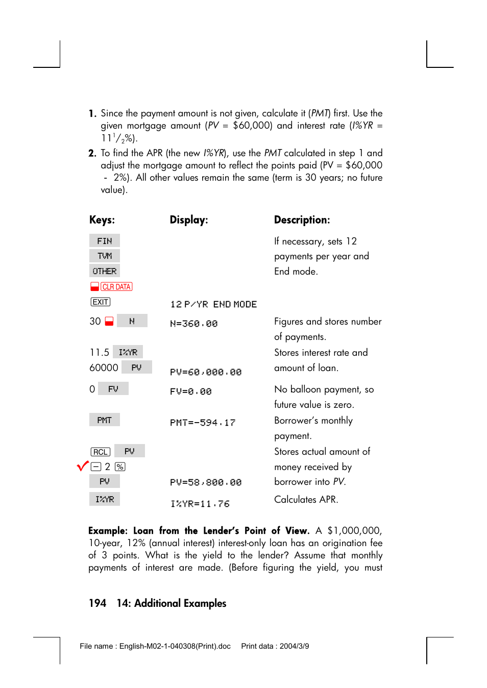 HP 17bII+ User Manual | Page 194 / 310