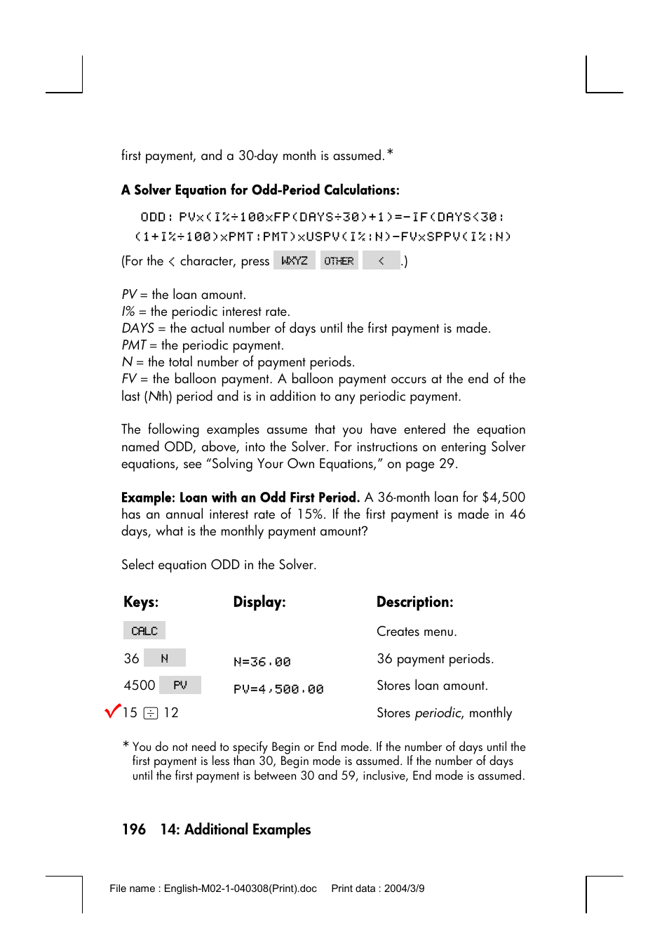 HP 17bII+ User Manual | Page 196 / 310