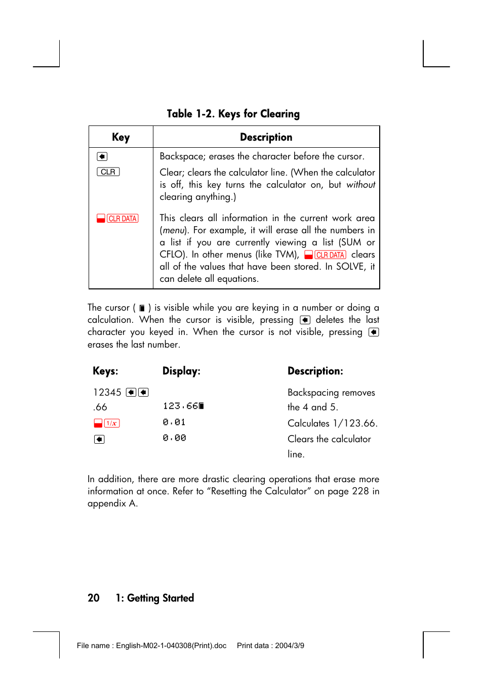 HP 17bII+ User Manual | Page 20 / 310