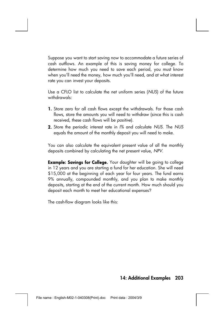 HP 17bII+ User Manual | Page 203 / 310