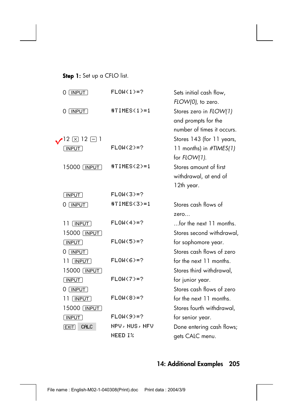 HP 17bII+ User Manual | Page 205 / 310