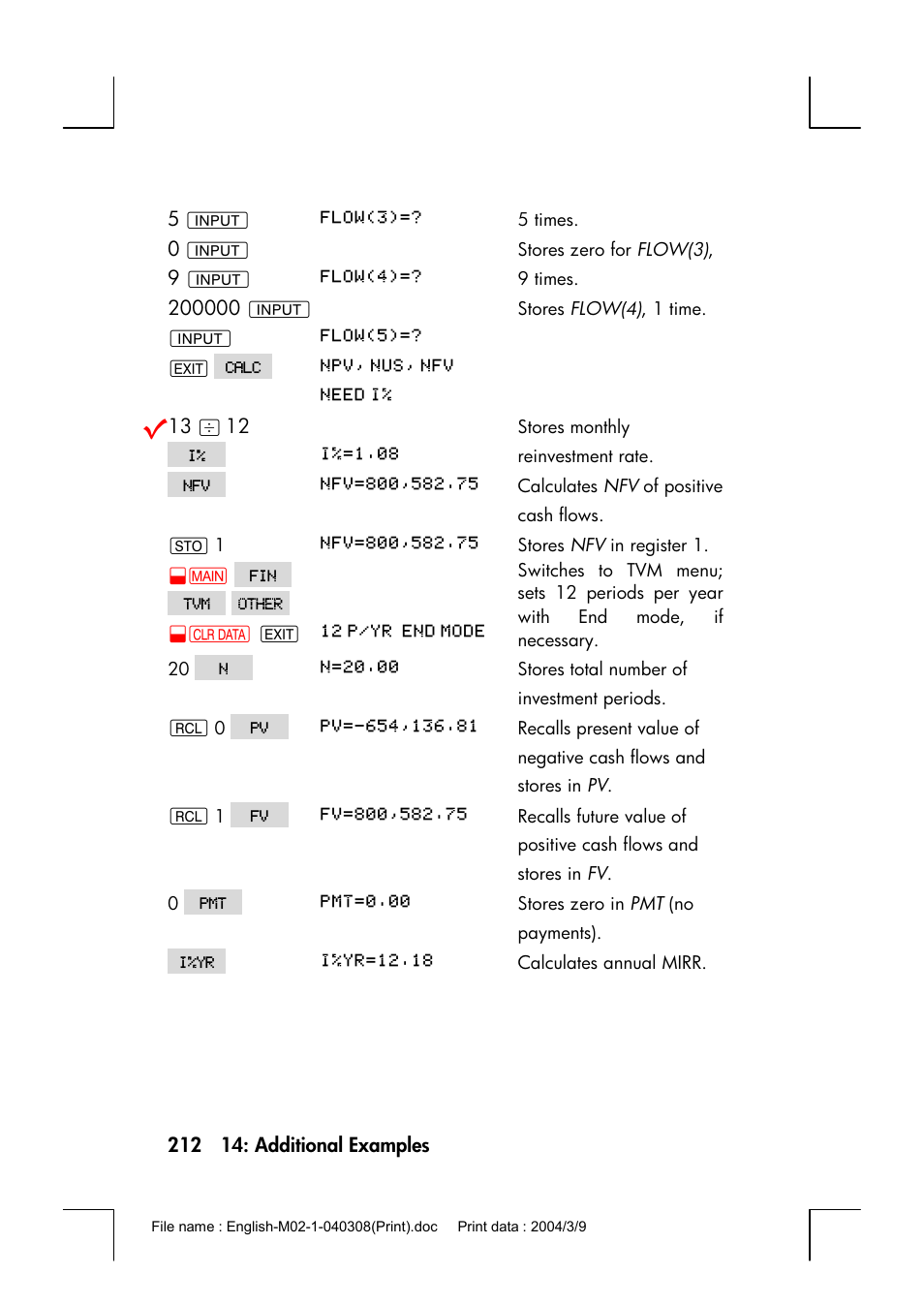 HP 17bII+ User Manual | Page 212 / 310