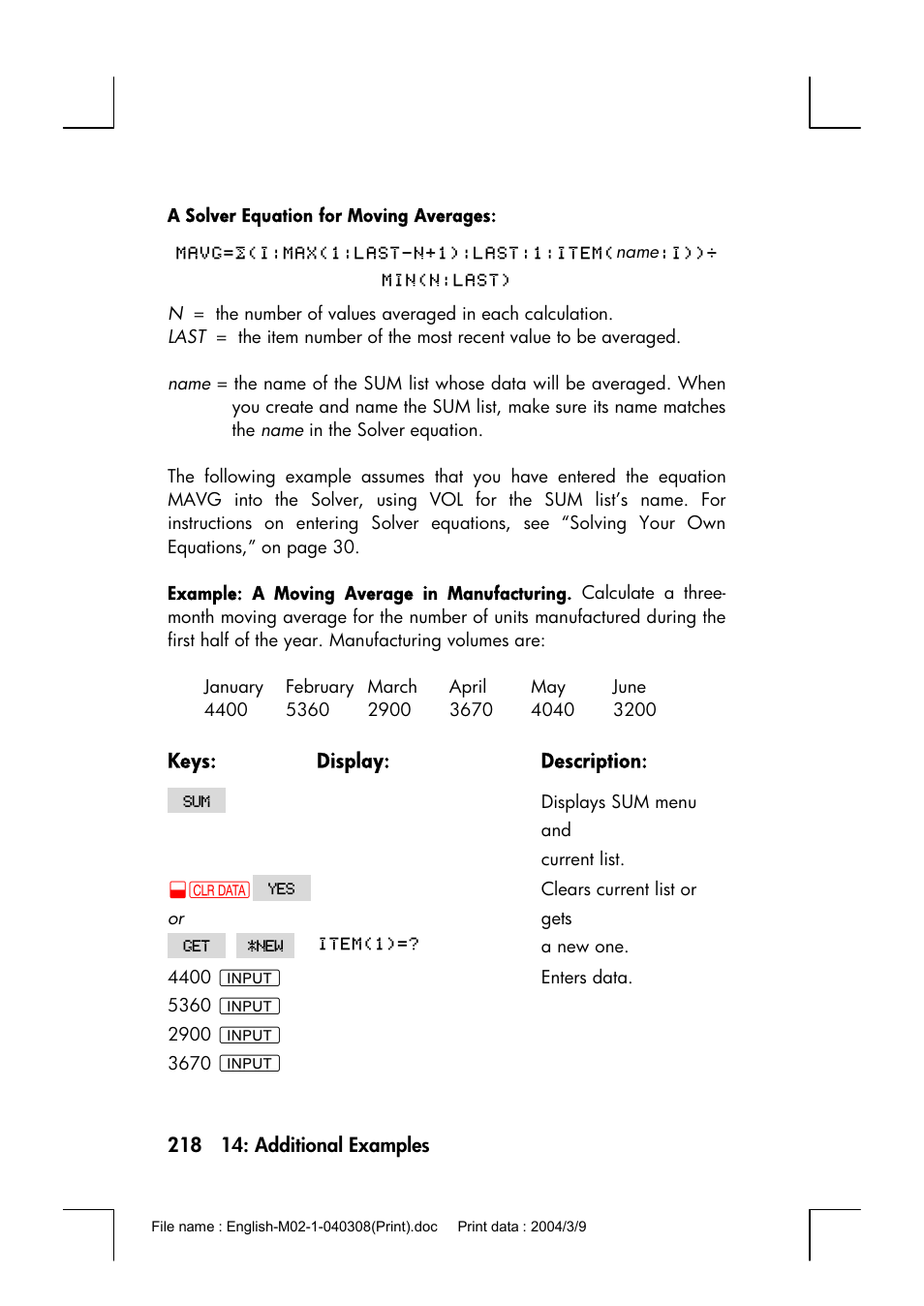 HP 17bII+ User Manual | Page 218 / 310