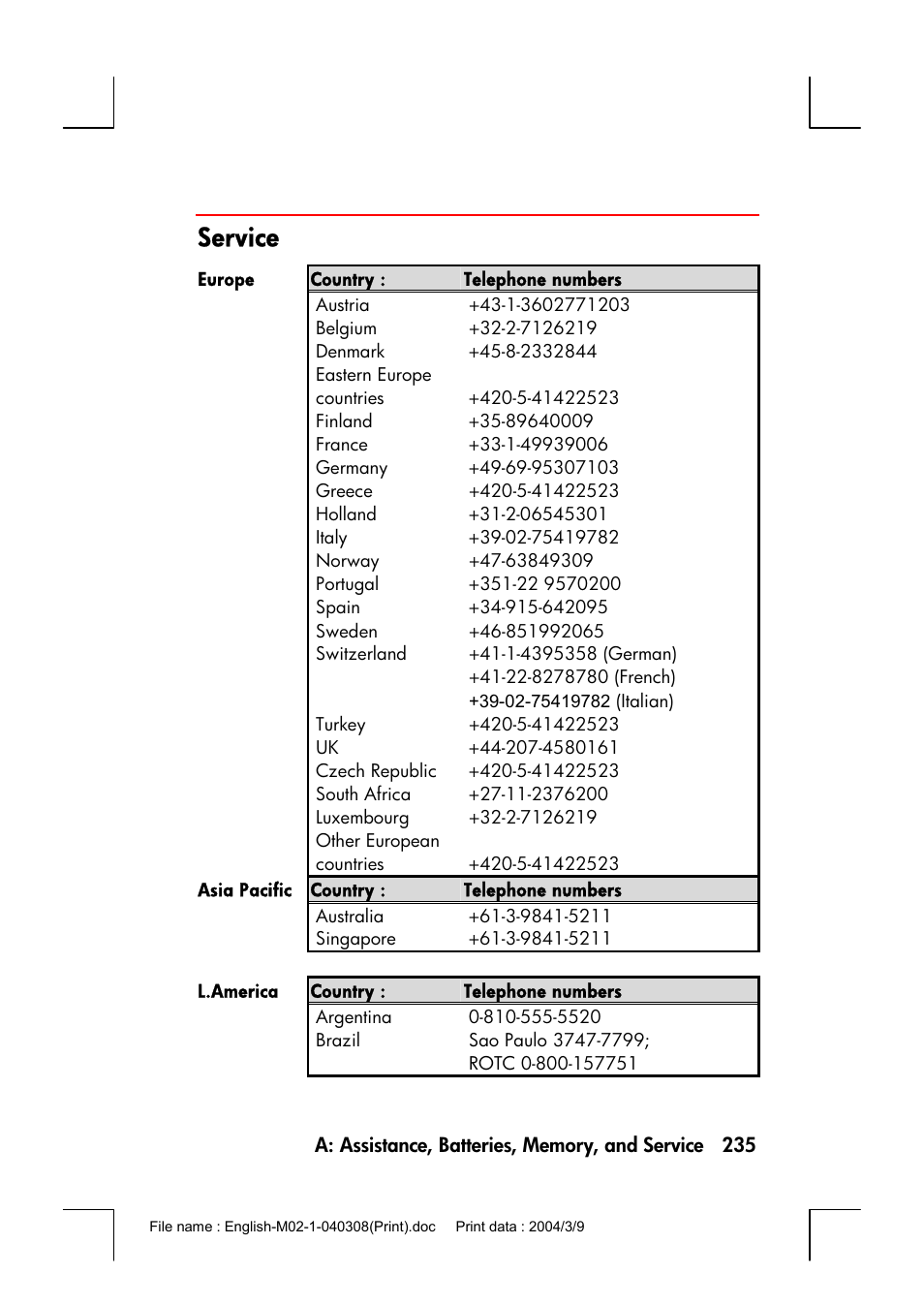 Service | HP 17bII+ User Manual | Page 235 / 310