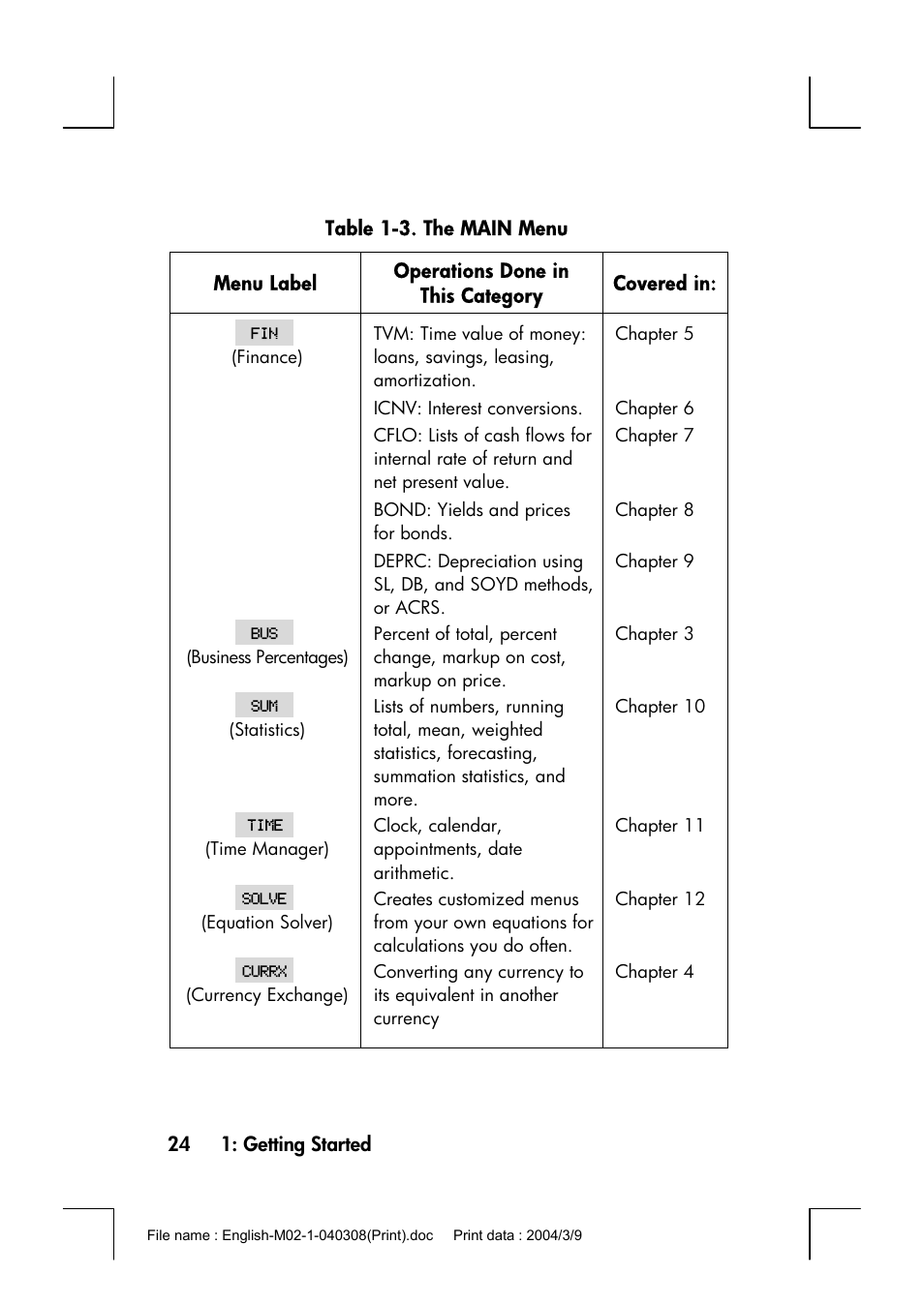HP 17bII+ User Manual | Page 24 / 310