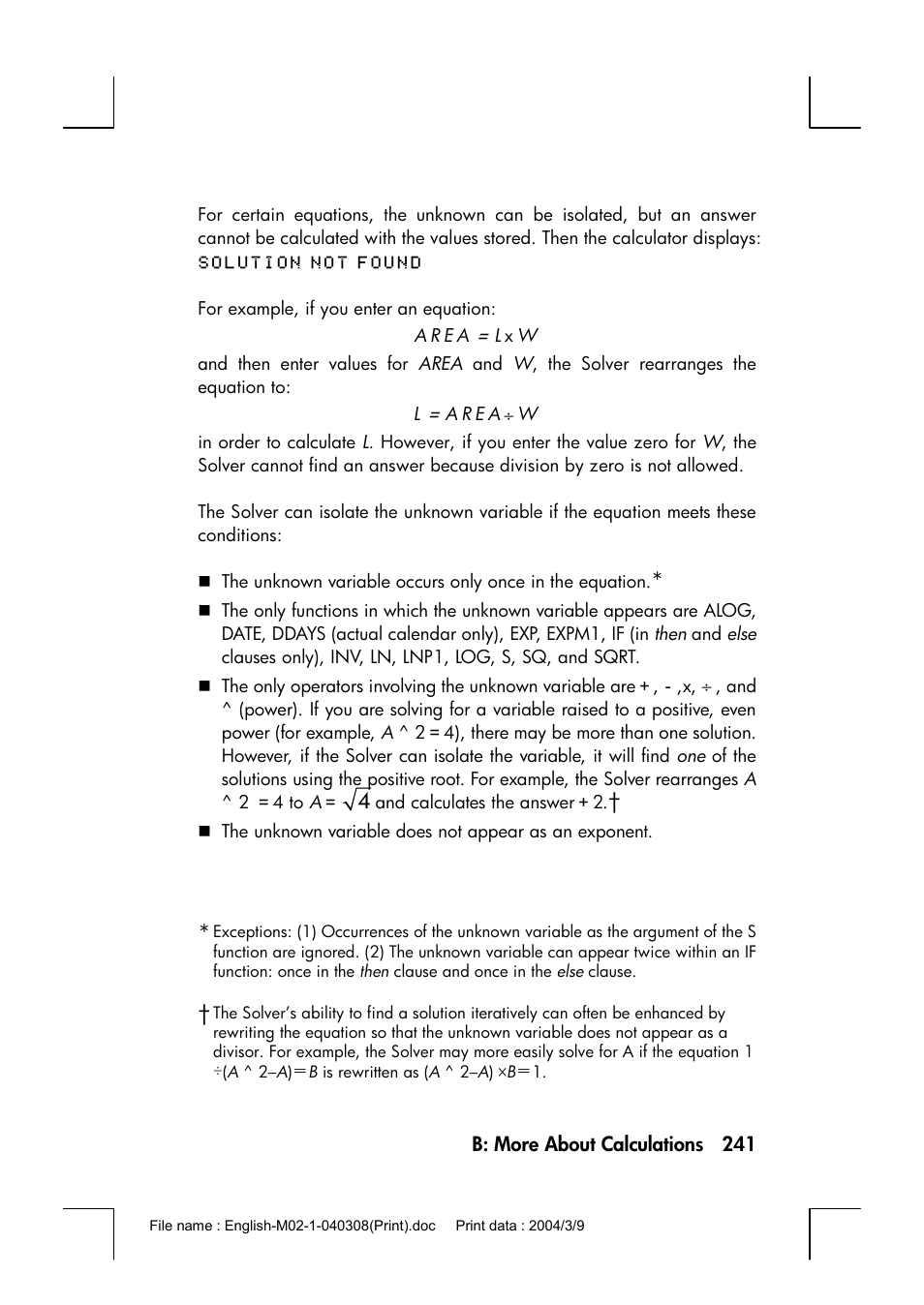 HP 17bII+ User Manual | Page 241 / 310