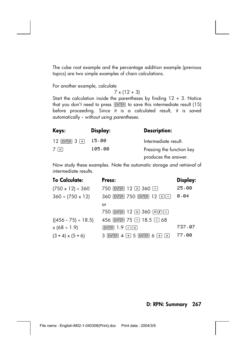 HP 17bII+ User Manual | Page 267 / 310