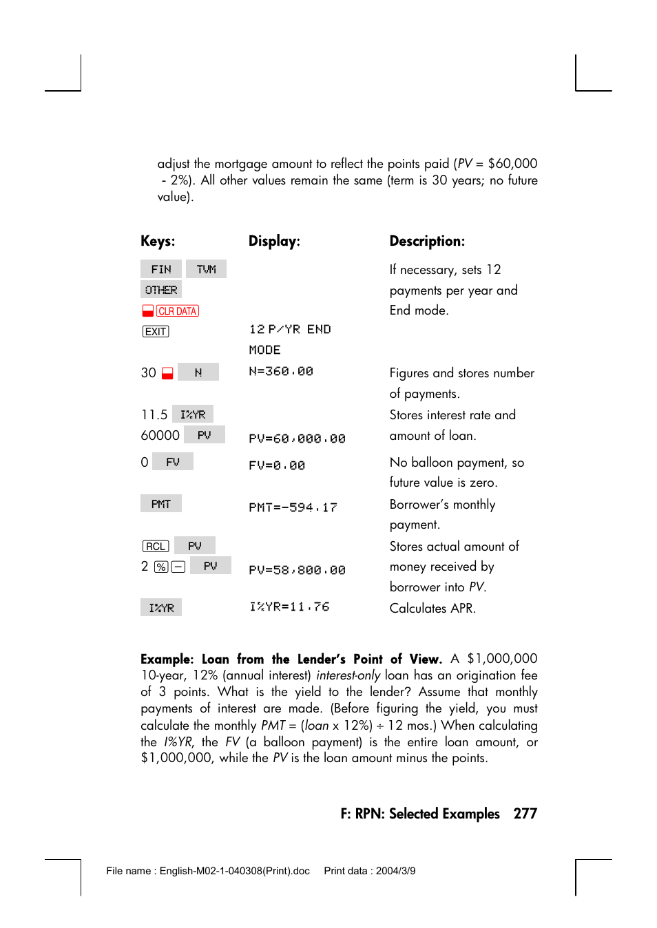 HP 17bII+ User Manual | Page 277 / 310