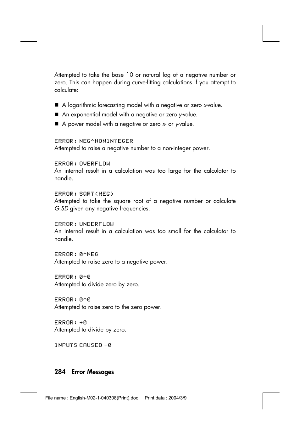 HP 17bII+ User Manual | Page 284 / 310