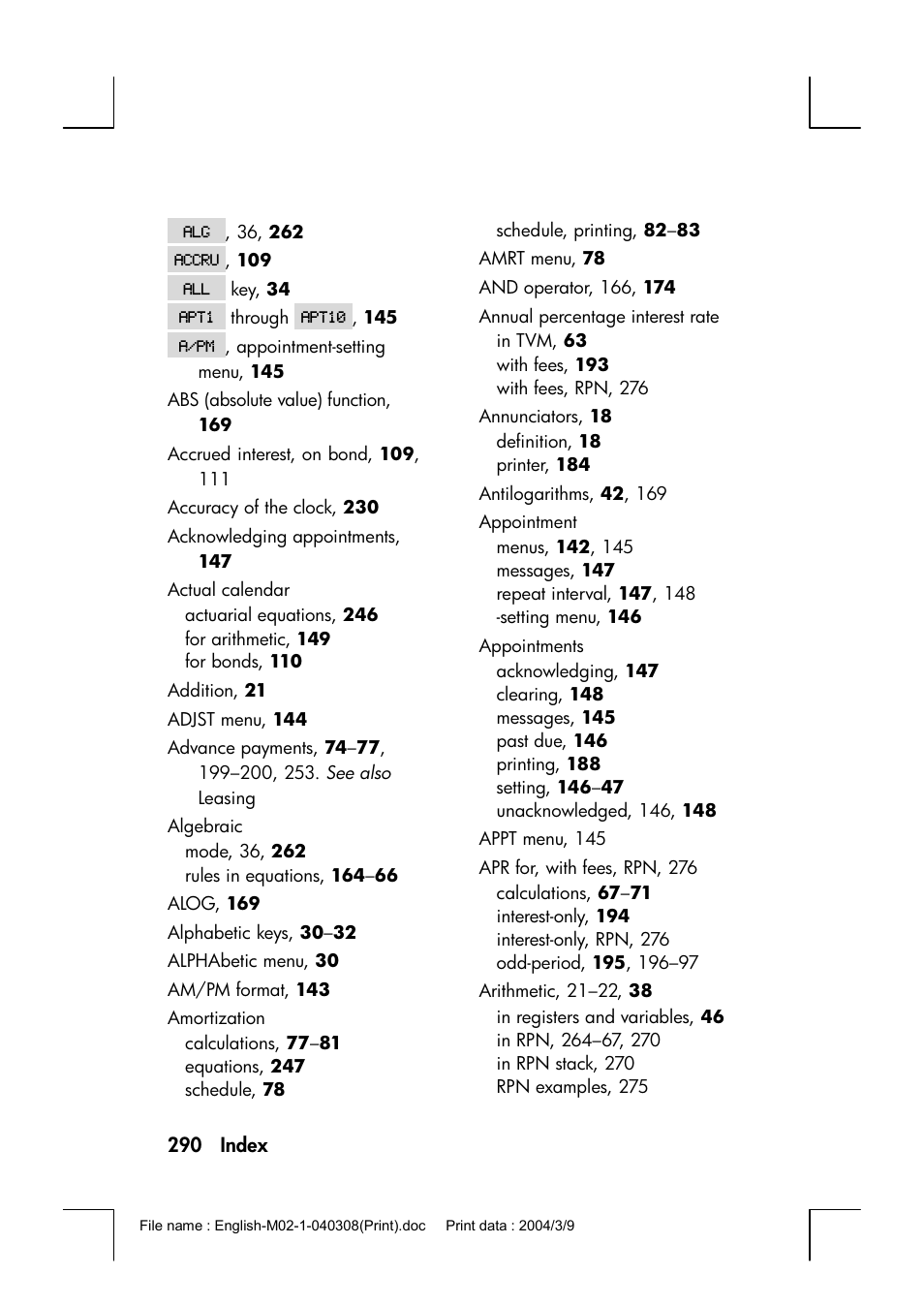 HP 17bII+ User Manual | Page 290 / 310