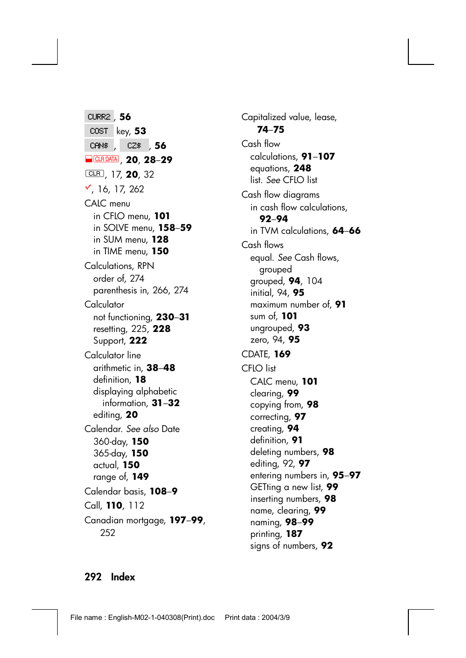 HP 17bII+ User Manual | Page 292 / 310