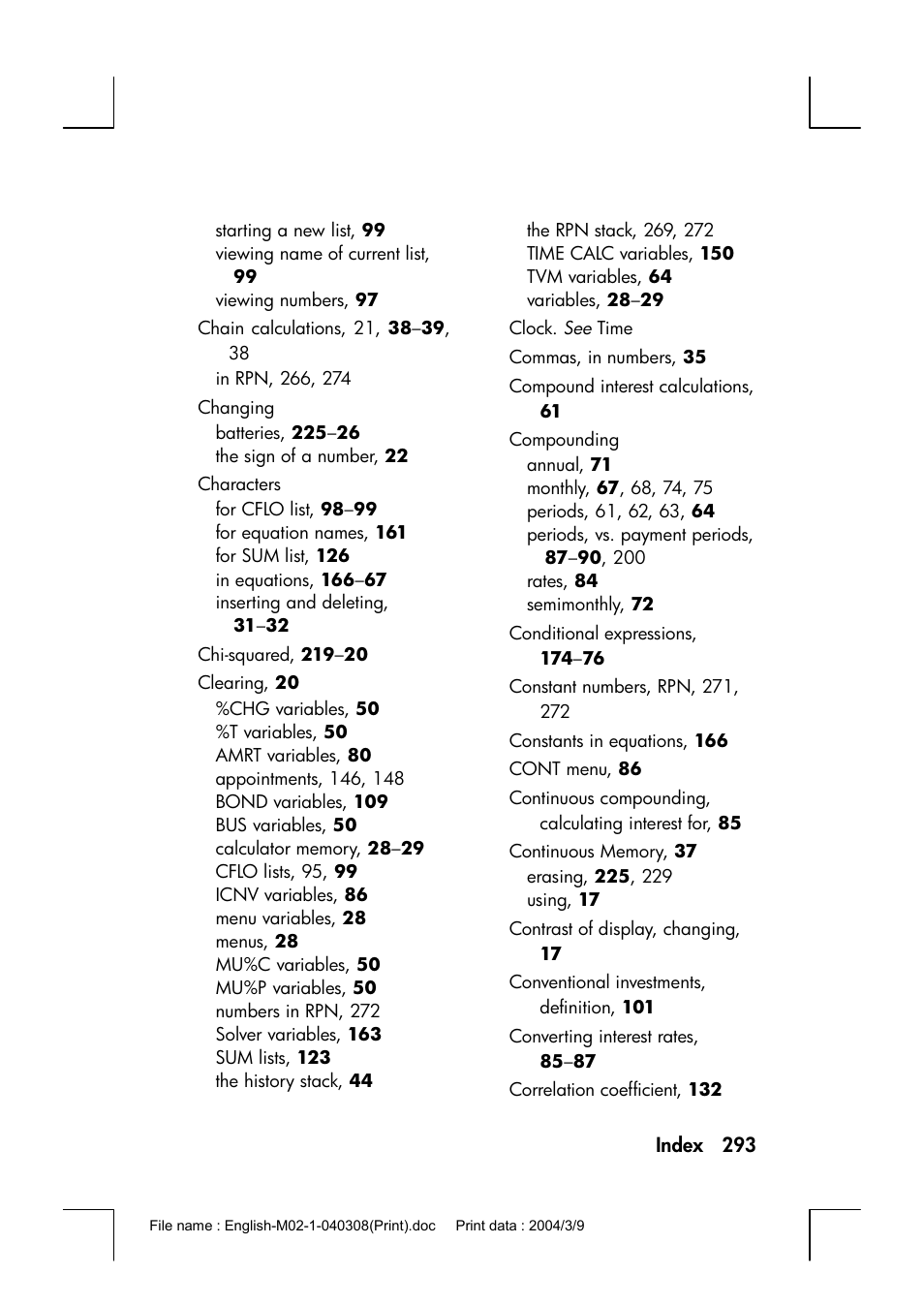 HP 17bII+ User Manual | Page 293 / 310