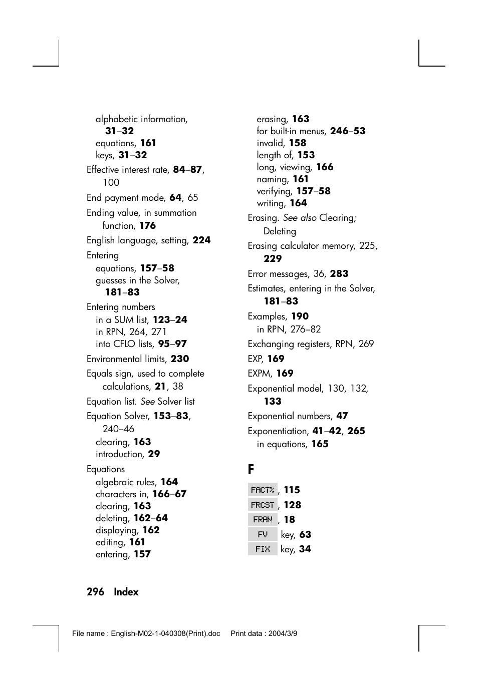 HP 17bII+ User Manual | Page 296 / 310